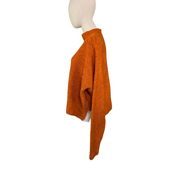 Topshop Burnt Orange Mock Neck Sweater Womens Size L Rust Textured Knit Cozy - Picture 4 of 8